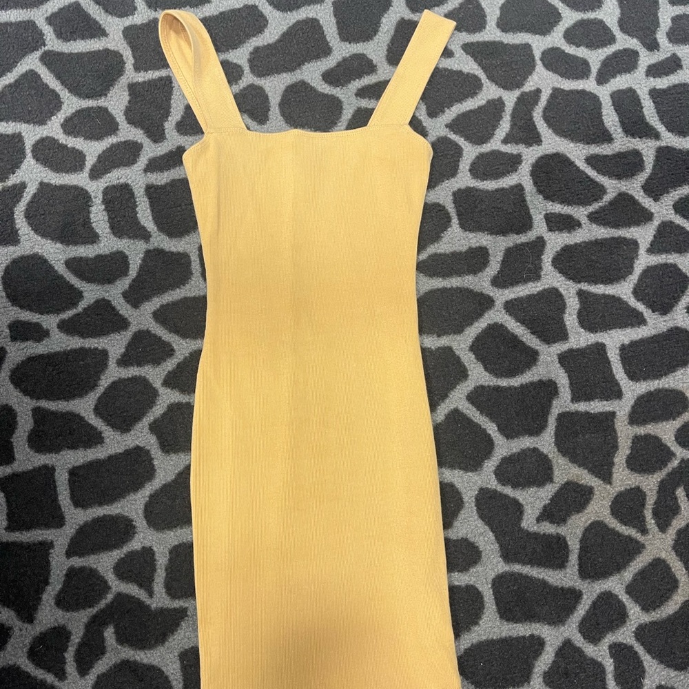 inamorala yellow square neck mini dress. XS